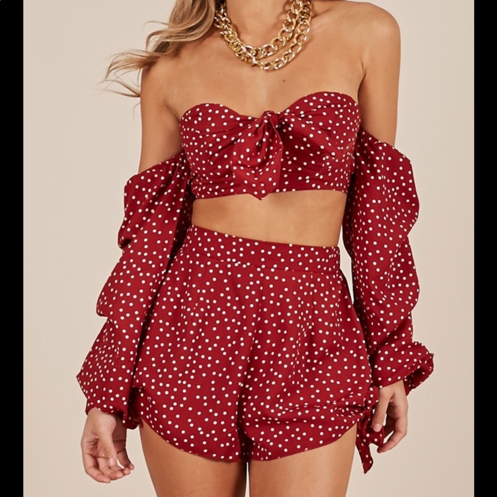 Showpiece two piece red polka dot summer outfit